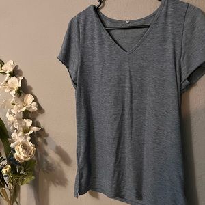 Blue V Neck Top
